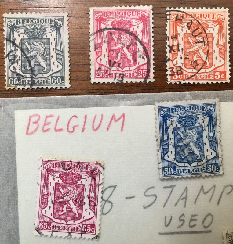 1935-1946 Belgium Set of 8 Stamps 266-274D.352 Used/Cancelled