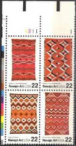 #2235-38, PB-4 #1211-1U/L. \Navajo Blankets\ MNH. .22 cent 