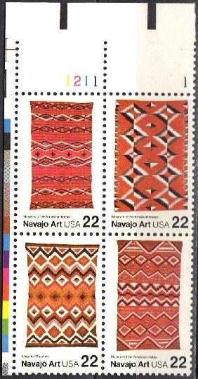 #2235-38, PB-4 #1211-1U/L. \Navajo Blankets\ MNH. .22 cent 