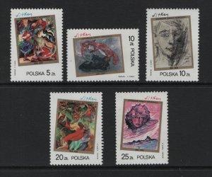 Poland  #2707-2711  MNH  1985 paintings by Witkiewicz