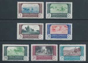 Spanish Morocco #236-42 NH Plowing, Harvesting 1c Thru 25c