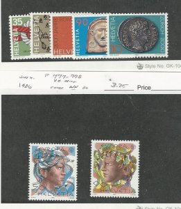 Switzerland, Postage Stamp, #772-778 Mint NH, 1986