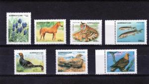 Azerbaijan 1995 Birds-Flora-Horses Set (7) MNH Sc# 539-545