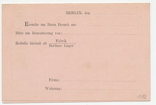 Local mail stationery Berlin Order card - Cigar - 