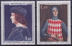 Monaco, 1967, Paintings - Prince Rainier and Princess Grimaldi, Mi#876-7, MNH,++
