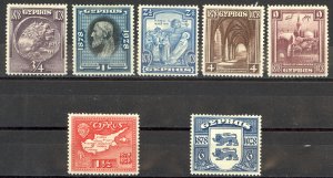 Cyprus Sc# 114-120 MH 1928 3/4pi-9pi Definitives