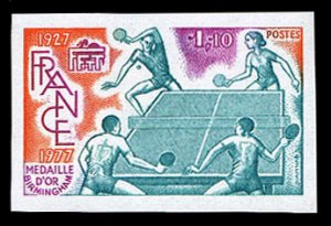 France, 1950-Present #1558 (YT 1961) Cat€95, 1977 Table Tennis, imperf. sin...