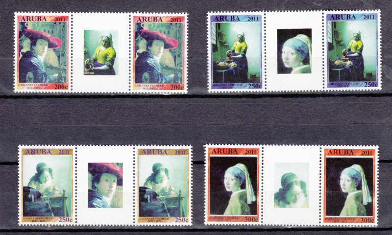 J43671 JL Stamps 2013 aruba set mnh pairs w/center labels #383