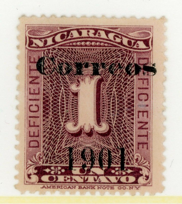 Nicaragua 1901 Postage Due 1¢ Plum Sc #137/Max #167 (Qty Issued 5,000) Mint I619