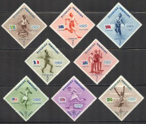 Dominican Republic Scott 479-83,C100-02 Unused LHOG - 1957 Olympic Winners