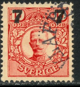 SWEDEN 1918 7o on 10o King GUSTAF V Sc 99 VFU