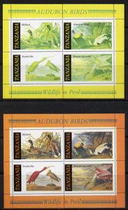 Tanzania 1986 John Audubon Birds m/sheet with red omitted...