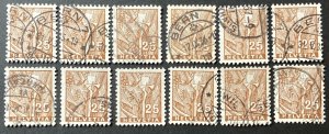 Switzerland 1934 #224, Wholesale lot of 12, Used, CV $99