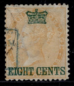 MALAYSIA - Straits Settlements QV SG6, 8c on 2a yellow, FINE USED. Cat £42.