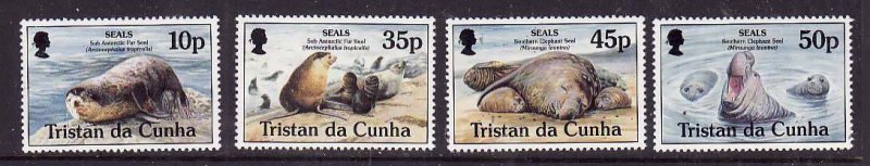 Tristan da Cunha-Sc#572-5-Unused NH set-Sub Antarctic Fur Seals-Marine Life-1995