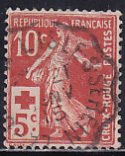 France 1914 Sc B2 Sower 10c + 5c Red Semi-Postal Stamp Used