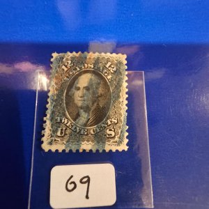 69 Washington 12cent VF-XF nice Blue rare color cancel for this year CSV  230.00