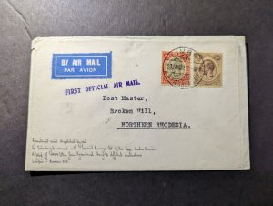 1932 British Nyasaland First Flight Cover FFC Limbe to Broken Hill N Rhodesia