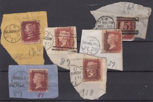 GB QV 1d Red On Piece Collection Of 6 With Postmarks Postal History BP9507