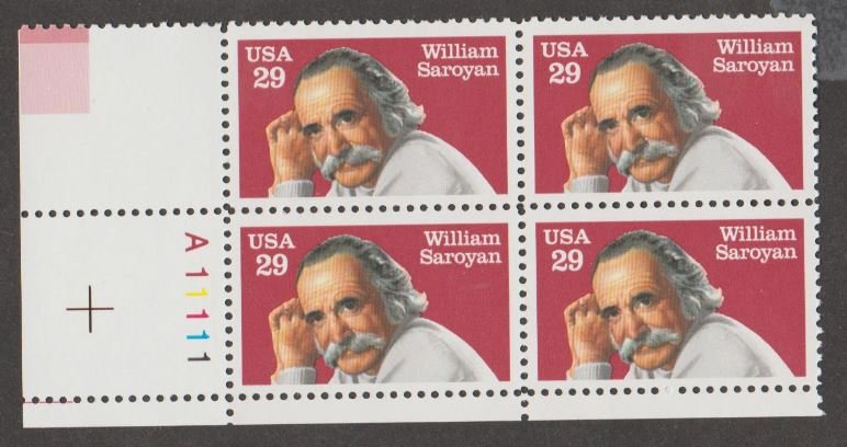 U.S. Scott #2538 William Saroyan - Literary Arts Stamps - Mint NH Plate Block