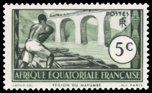 French Equatorial Africa #37  MNH - Logging on the Loeme River (1937)