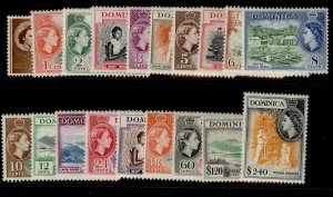 DOMINICA QEII SG140-158, complete set, VLH MINT. Cat £85. 