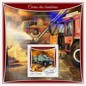 St Thomas - 2017 Fire Engines - Stamp Souvenir Sheet - ST17518b