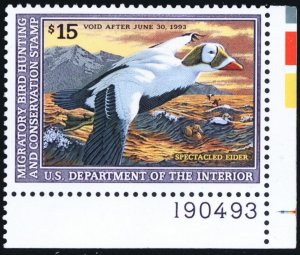 RW59, Mint VF NH $15.00 Federal Duck Stamp With PL#