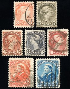 Canada Stamps # 41-6 Used F-VF Scott Value $295.00