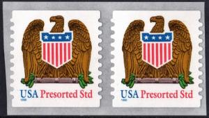 SC#3271 (10¢) Eagle & Shield Coil Pair (1998) SA