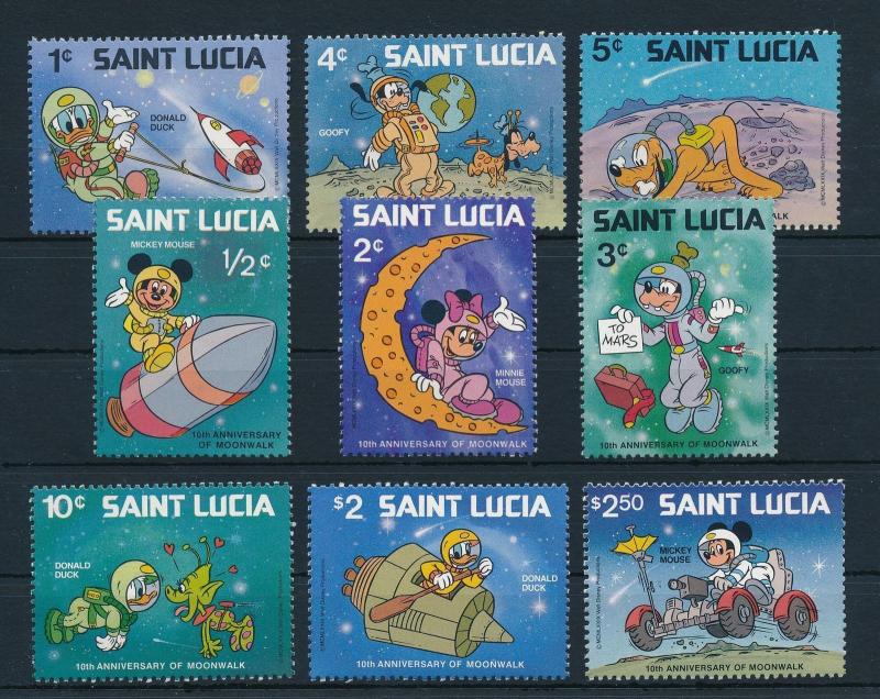 [23236] St. Lucia 1980 Disney 10th Anniversary of Moonwalk by characters MNH