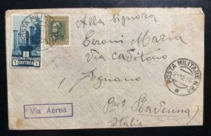 1936 Italian Military Post Office Eritrea Airmail Cover to Fognano Italy