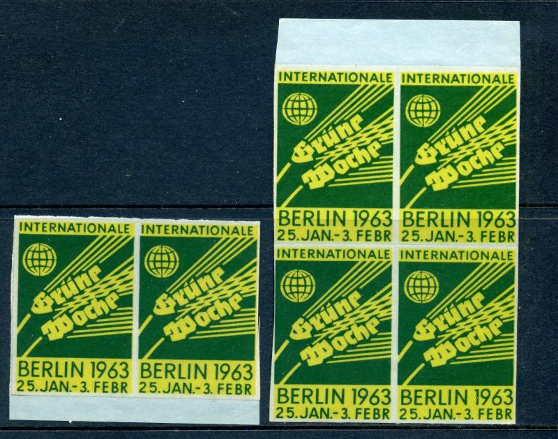 6 VINTAGE 1963 INTERNATIONAL GREEN WEEK EXPO POSTER STAMPS (L782) BERLIN GERMANY