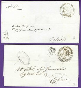 1847/55 ITALY, CESENA Commissar Sanita; BOLOGNA Provinciale Polizia Cachets!