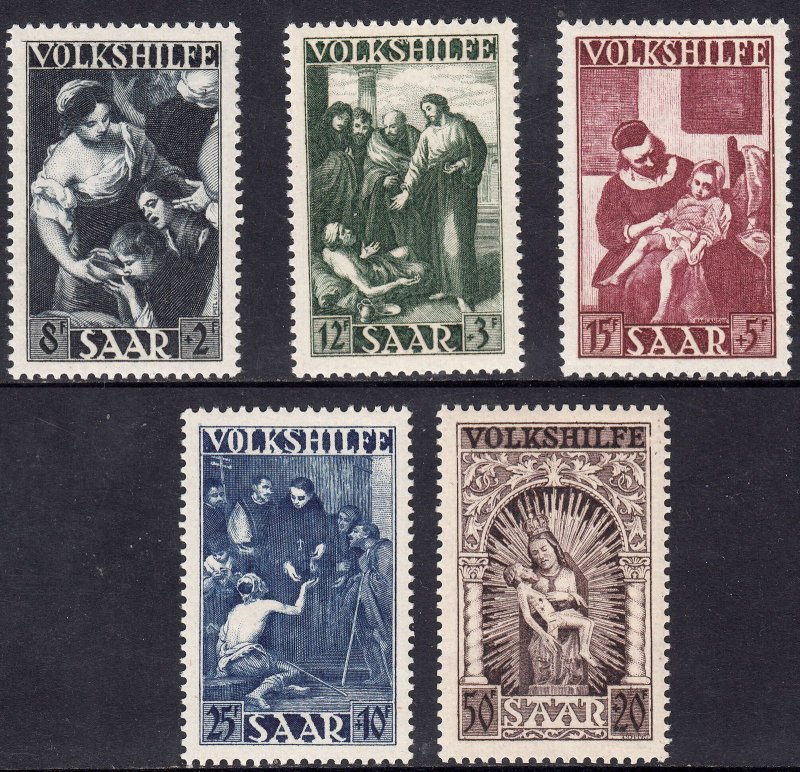 1949 SAAR GERMANY NATIONAL RELIEF FUND SET (SG# 281-285) MNH VF