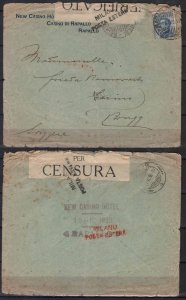 ITALY STAMPS. 1918 CENSORED COVER SENT FROM CASINO RAPALLO