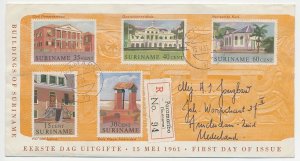 Registered cover / Postmark Suriname 1961 Buildings of Suriname