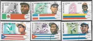 Nicaragua # 1384 -1389 Baseball. Herrera, Clemente, Escalante, & more