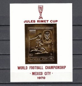 Ajman, Mi cat. 569, BL194. World Cup Soccer/Football, Gold Foil s/sheet.