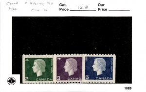 Canada, Postage Stamp, #406-407, 409 Mint NH, 1962 Queen Elizabeth (AG)