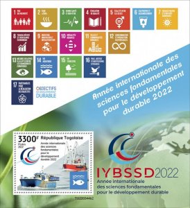 TOGO - 2022 - Int Year of Basic Sciences - Perf Souv Sheet - Mint Never Hinged