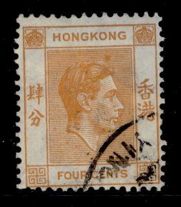 HONG KONG GVI SG142, 4c orange, FINE USED. PERF 14