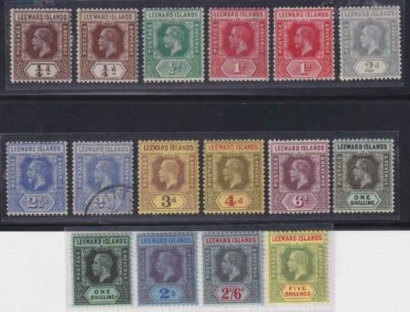 Leeward Islands 1912 SC 46-57 and Varieties Mint SCV $177.00