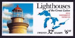 SCOTT BK230 (2973a) GREAT LAKES LIGHTHOUSES 32¢ BOOKLET OF 20 MNH