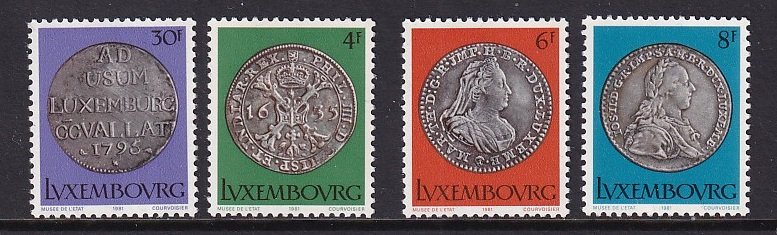 Luxembourg   #651-654     MNH   1981   silver  coins