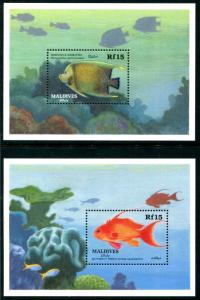 Maldive Islands 1342-43, MNH, Marine Life. Fish Butterfly perch Angelfish. x9485