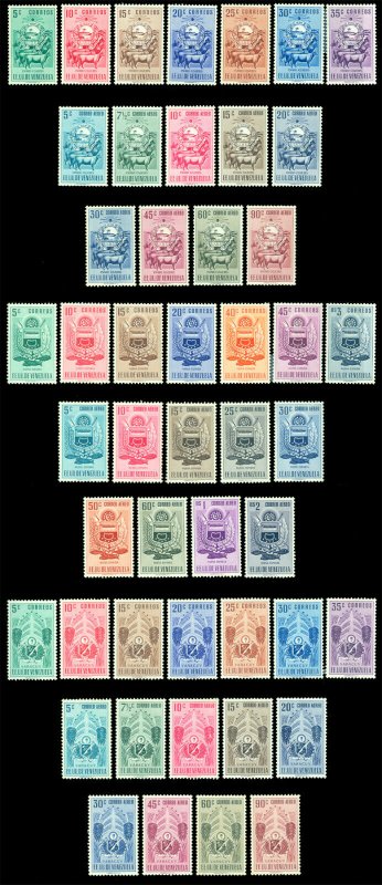 VENEZUELA 1951-54 Coat of Arms - complete issue - Sc# 464-631, C338-553 mint MLH