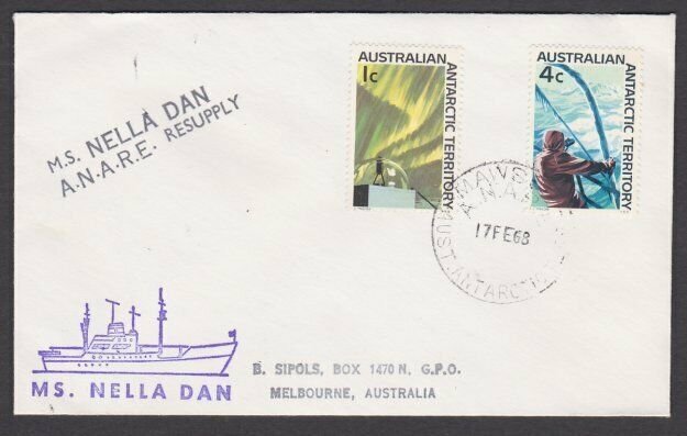 AUSTRALIA ANTARCTIC 1968 cover ex MAWSON - Nella Dan supply ship cachet.....L998