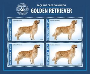 Mozambique - 2019 Dog Breeds Golden Retriever - 4 Stamp Sheet - MOZ190328a