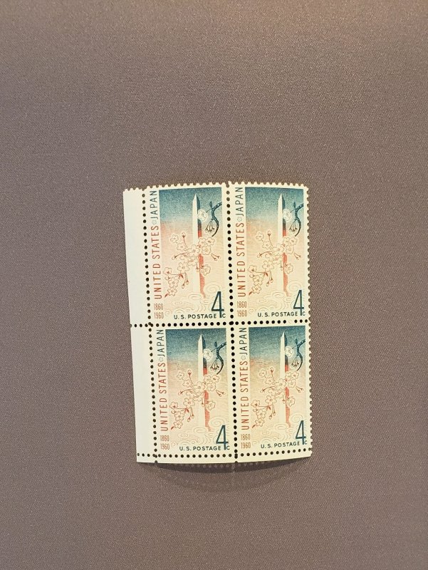 1158, US Japan, Block of 4 with selvage, Mint OGNH, CV $2.00